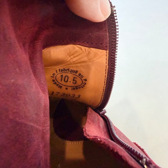 John Fluevog Hopefuls Rosy Buffed Toe Leather Bootie Burgundy Size 10.5 - Picture 9 of 9